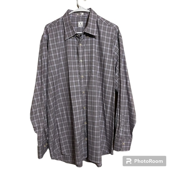 Peter Millar  Checkered Shirt Long Sleeve Button Up Cotton Mens Size XL - Picture 1 of 7